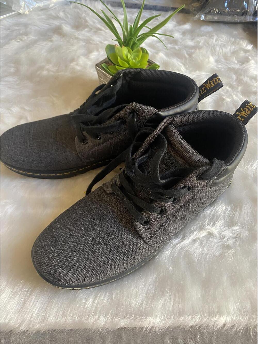 Dr. Martens Black Canvas Lace-Up Boots Size 10